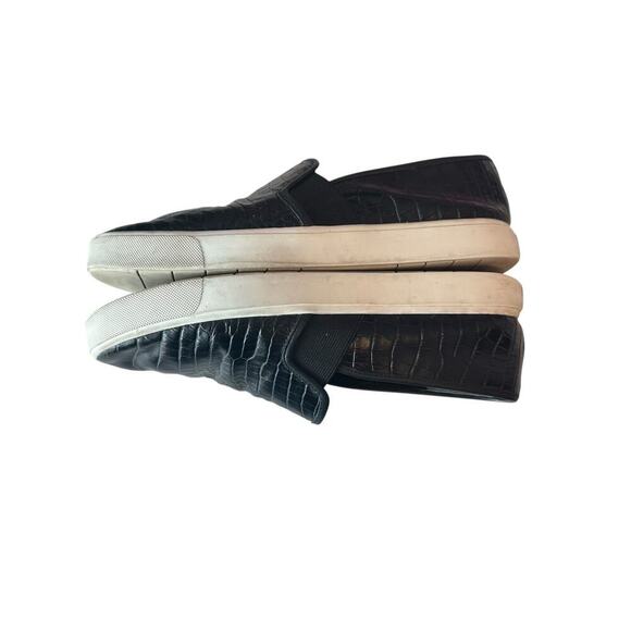 Vince Preston Croc-Embossed Leather Slip-On Sneakers Size 8.5 Black - Picture 4 of 10